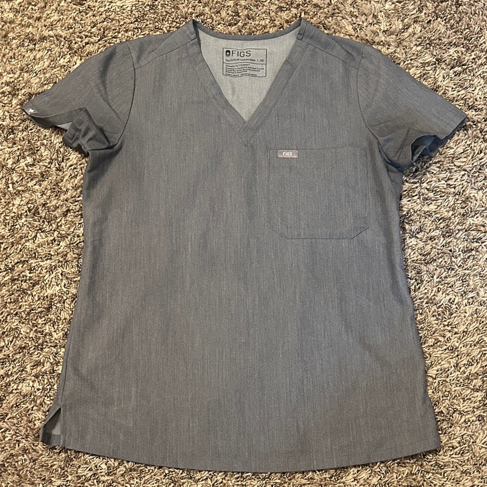 Figs Catarina Grey Scrub Top XS